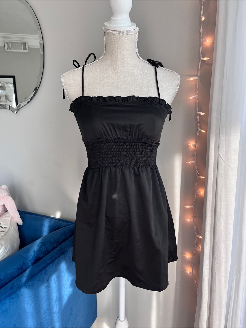 437 black silk babydoll dress as seen on lily chee size small